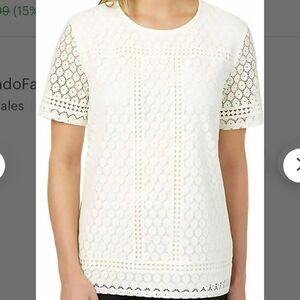 Badgley Mischka Lace Short Sleeve Pullover Shirt